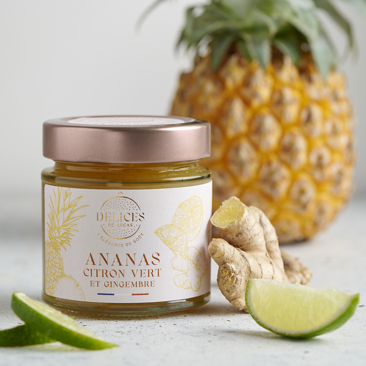 o delices de lucas ananas citron confiture artisanale creation identite visuelle packaging etiquette alimentaire